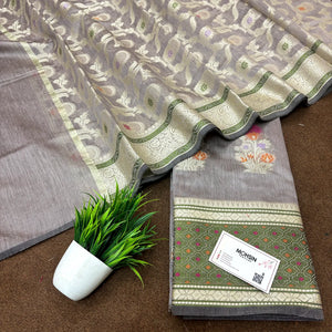 Beige Resham Banarasi Silk Suit