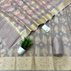 Beige Resham Banarasi Silk Suit
