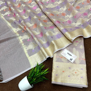 Beige Resham Banarasi Silk Suit