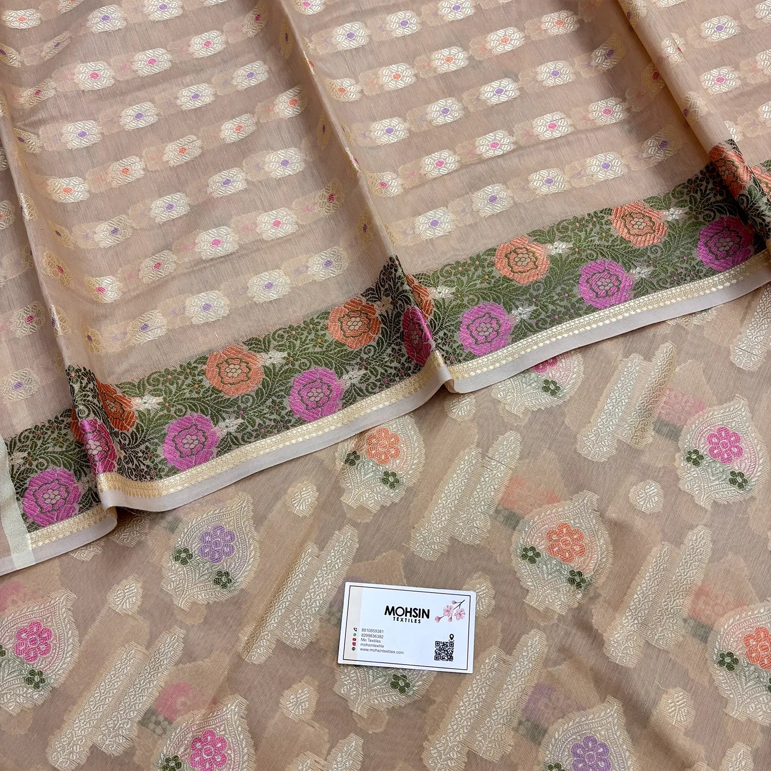 Beige Resham Banarasi Silk Suit