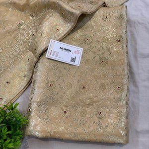 Beige Stone Work Kimkhab Silk Banarasi Gharara