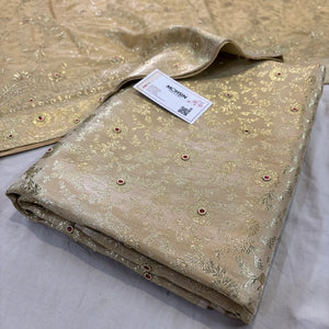 Beige Stone Work Kimkhab Silk Banarasi Gharara