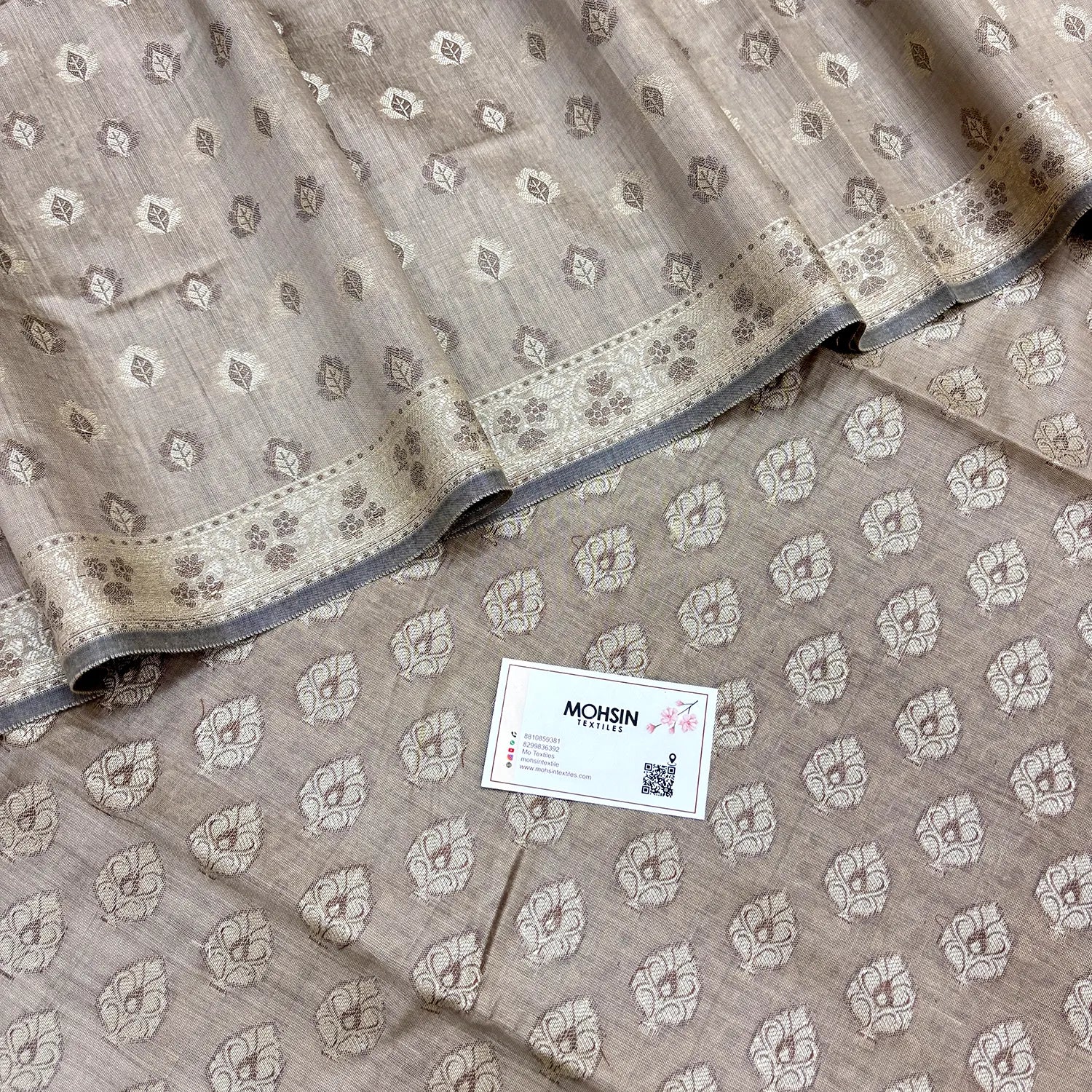 Beige Surahi Paan Cotton Silk Banarasi Suit