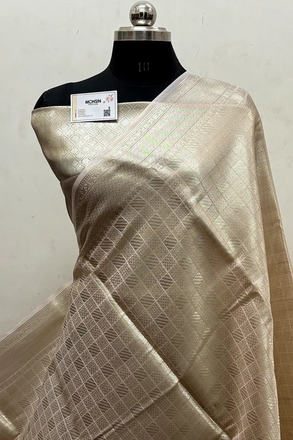 Beige Tissue Silk Banarasi Saree