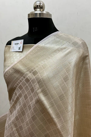 Beige Tissue Silk Banarasi Saree