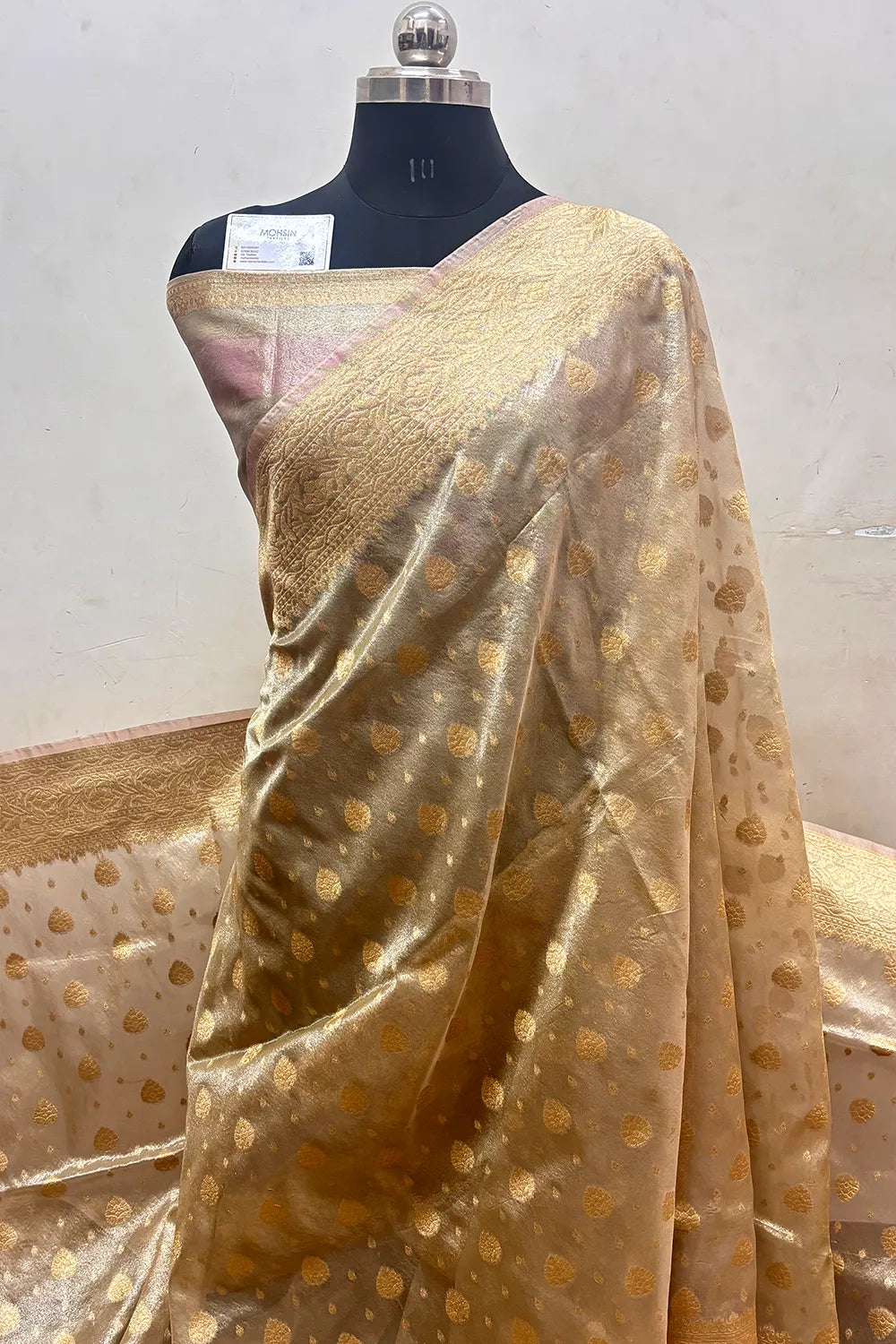 Beige Tissue Silk Banarasi Saree