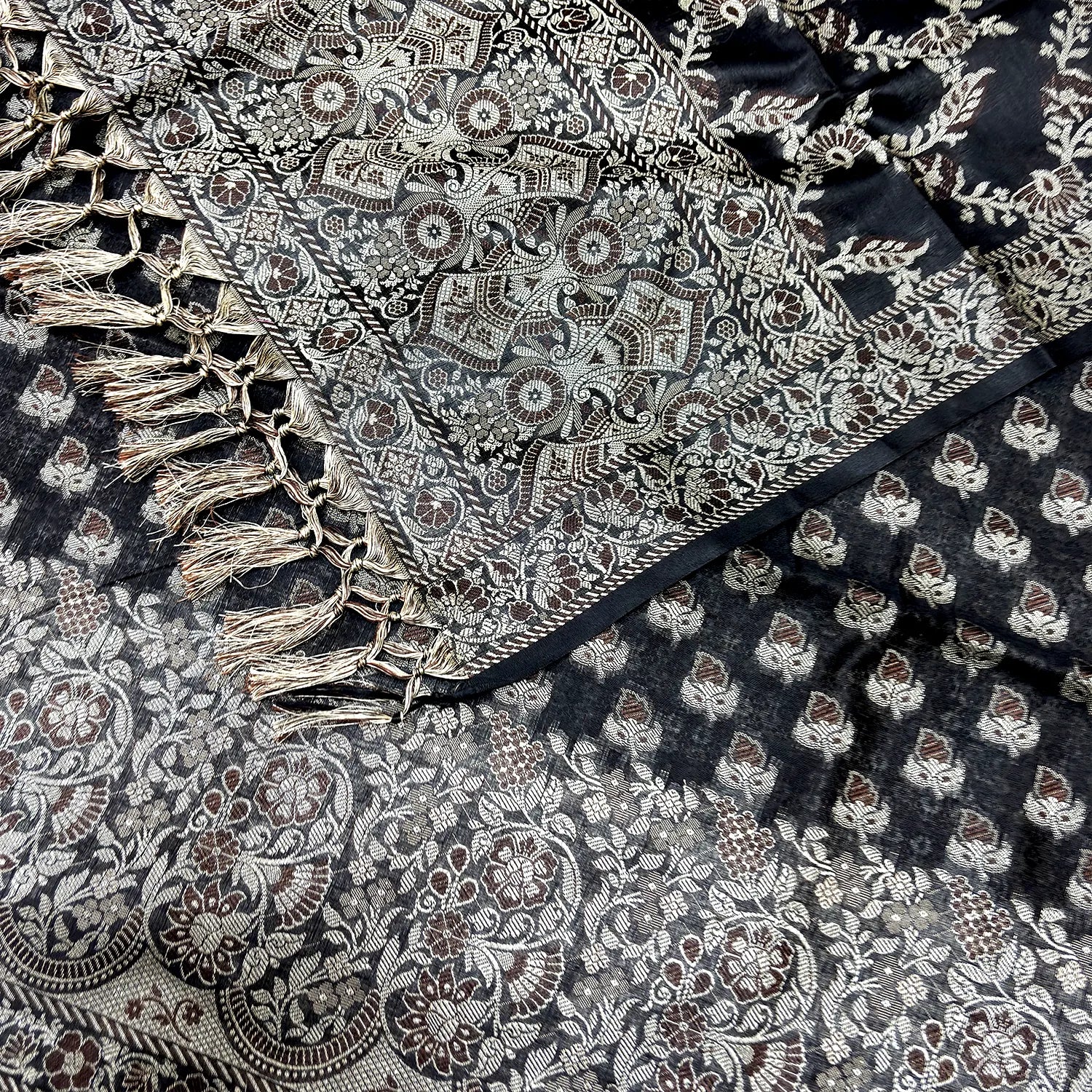 Black Angoori Buti Cotton Silk Banarasi Suit