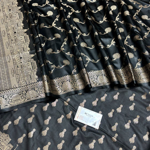 Black Assi Ghat Aarti Semi Katan Silk Banarasi Suit