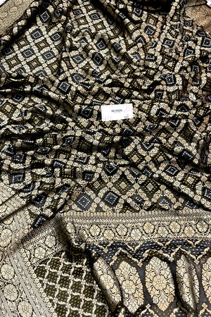 Black Bandhej Georgette Silk Banarasi Saree