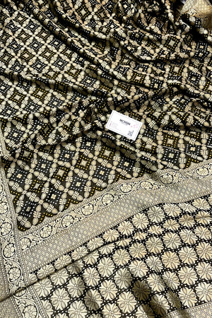 Black Bandhej Georgette Silk Banarasi Saree