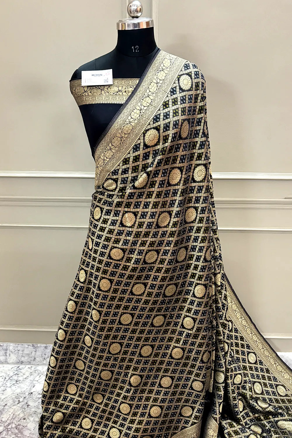 Black Bandhej Georgette Silk Banarasi Saree