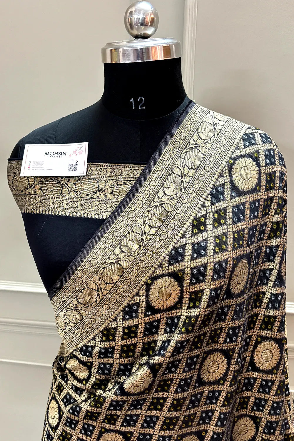 Black Bandhej Georgette Silk Banarasi Saree