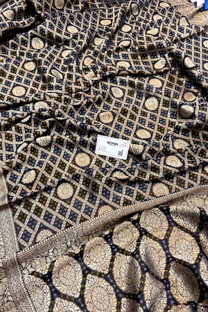 Black Bandhej Georgette Silk Banarasi Saree