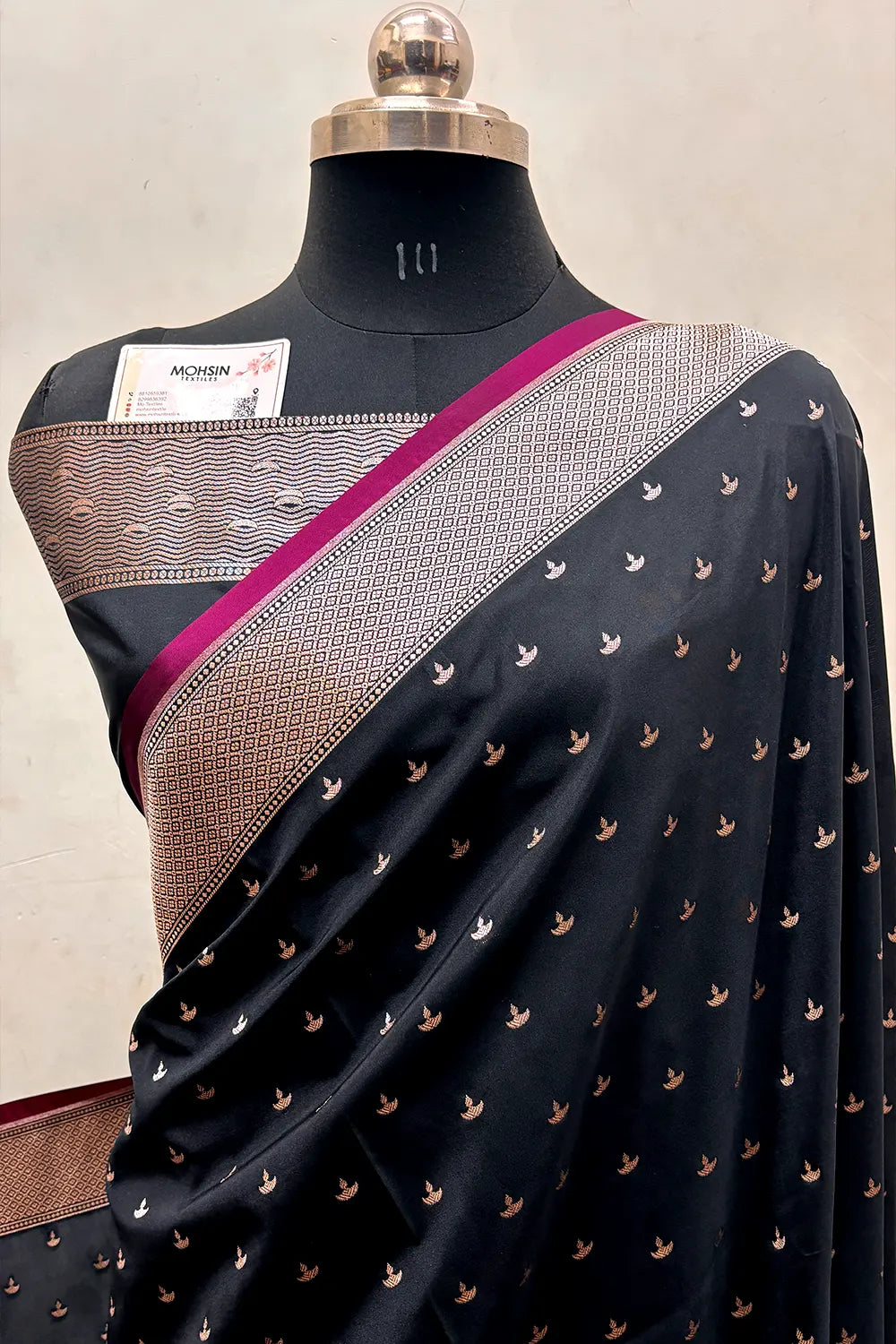 Black Diwali Ghat Katan Silk Banarasi Saree