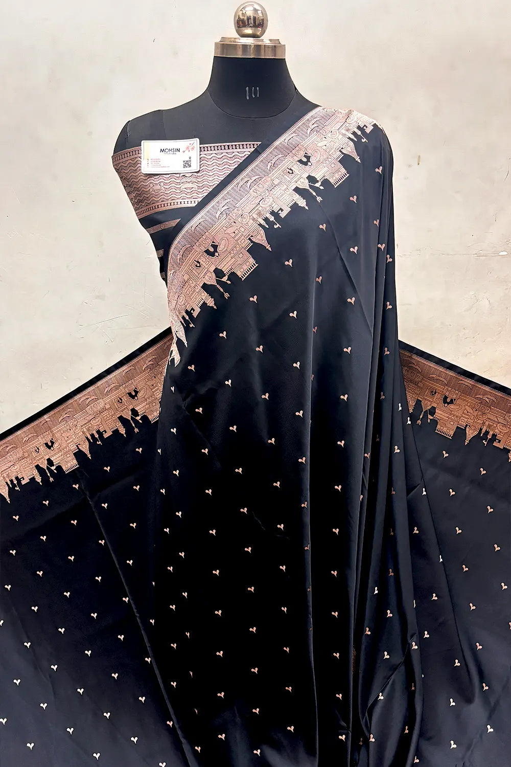 Black Garhwa Ghat Katan Silk Banarasi Saree