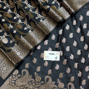 Black Godzilla Semi Katan Silk Banarasi Suit