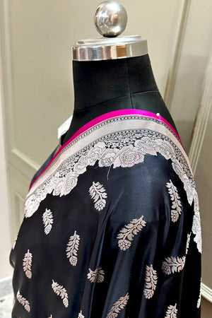 Black Kanak Buti Katan Silk Banarasi Saree