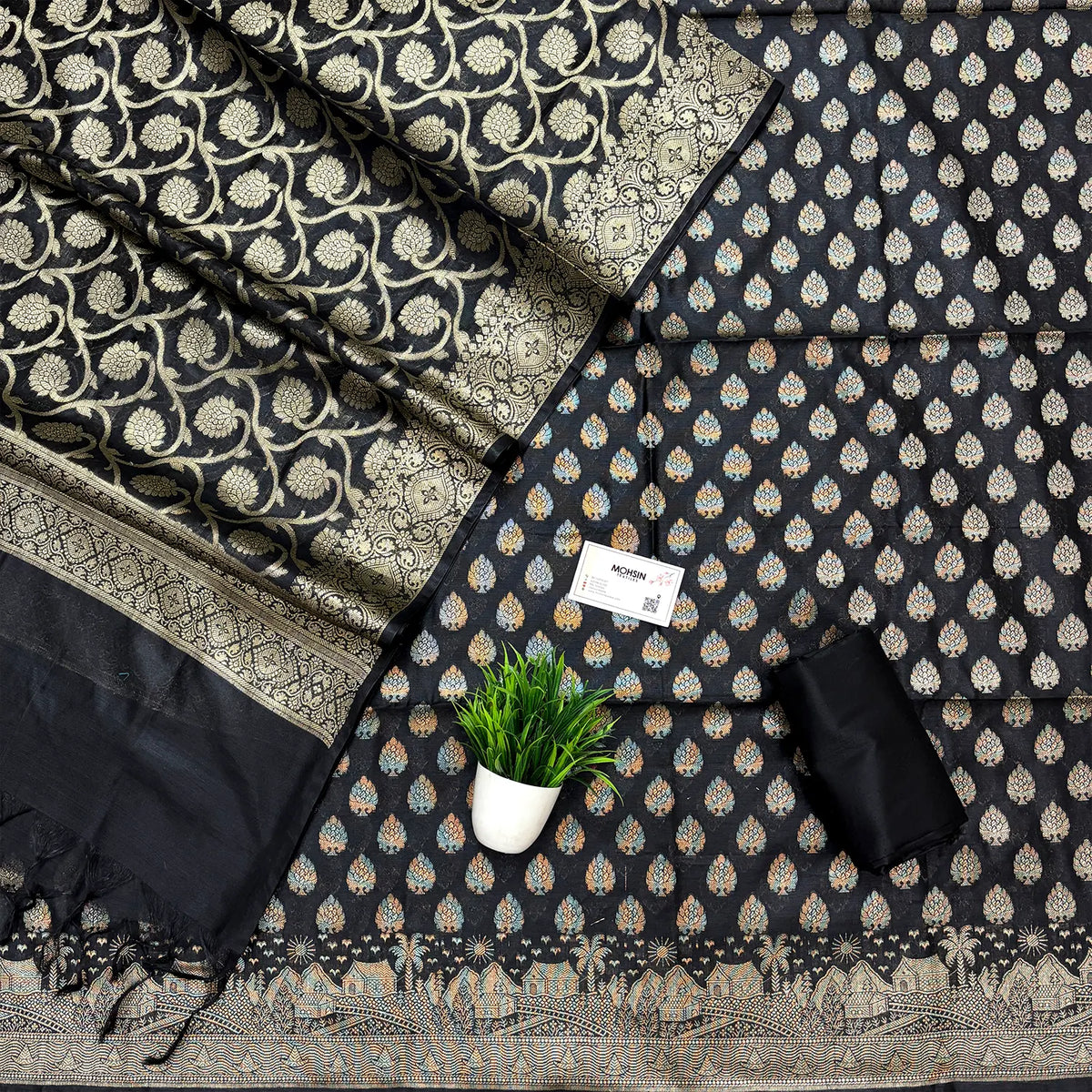 Black Kashi Sunrise Banarasi Silk Suit