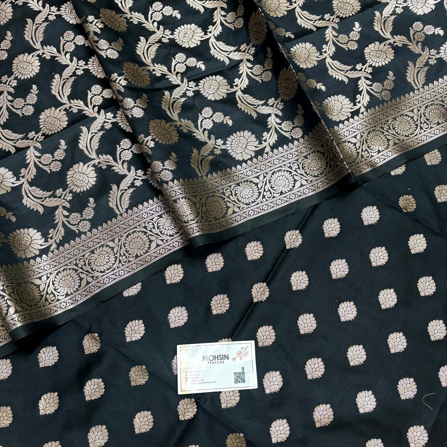 Black Kiyari Semi Katan Silk Banarasi