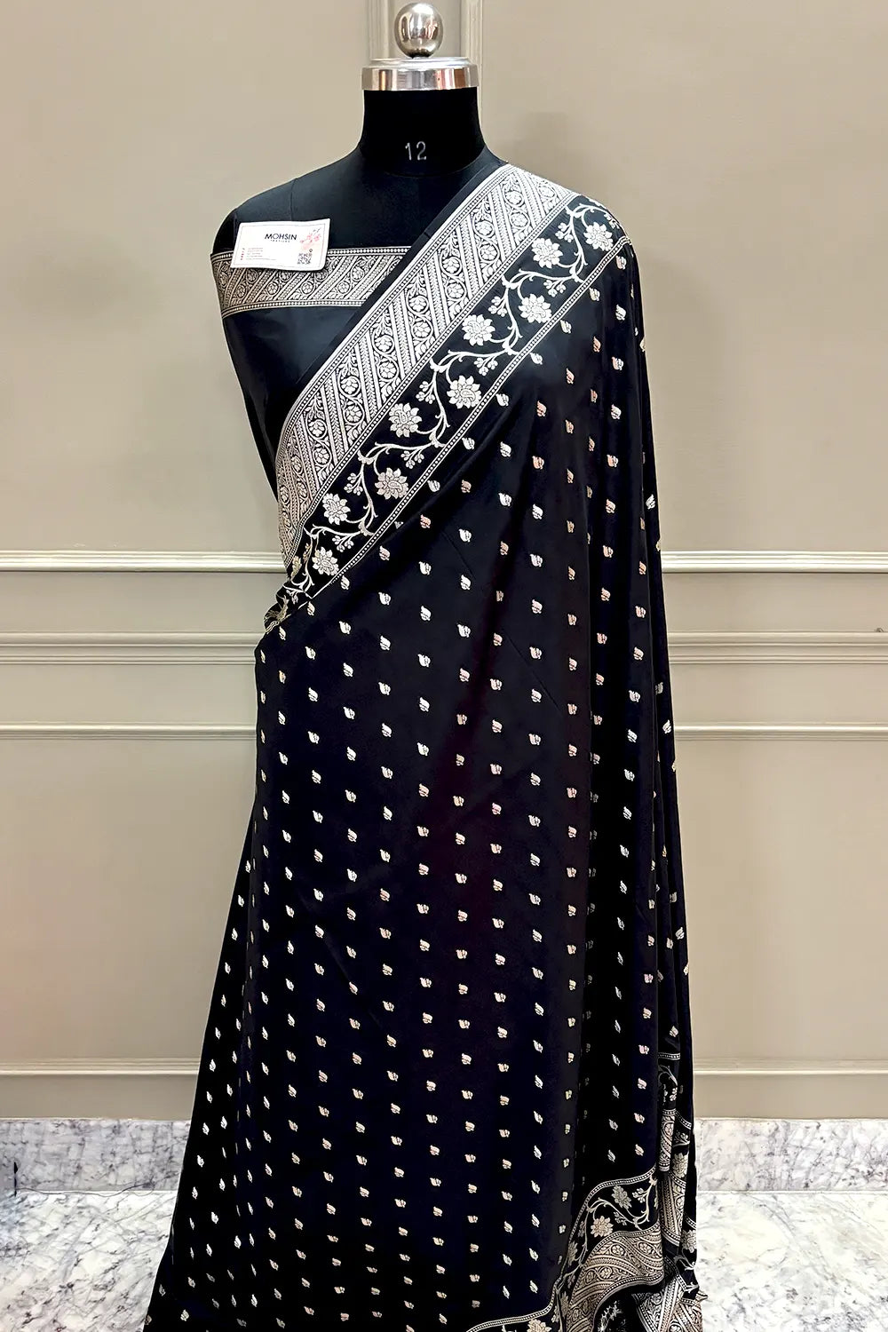 Black Mahinki Buti Katan Silk Banarasi Saree
