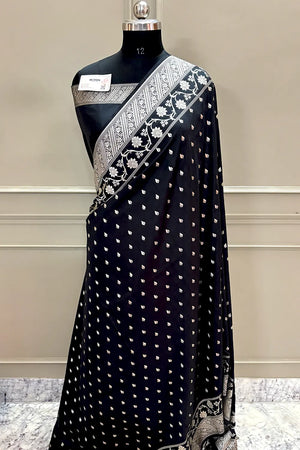 Black Mahinki Buti Katan Silk Banarasi Saree