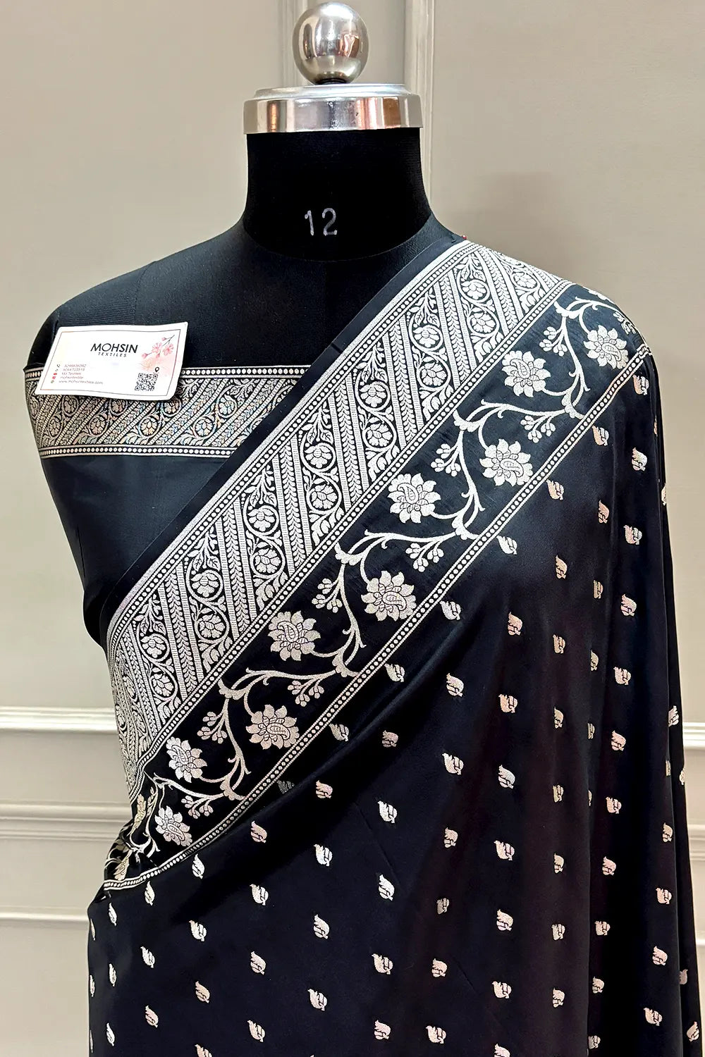 Black Mahinki Buti Katan Silk Banarasi Saree