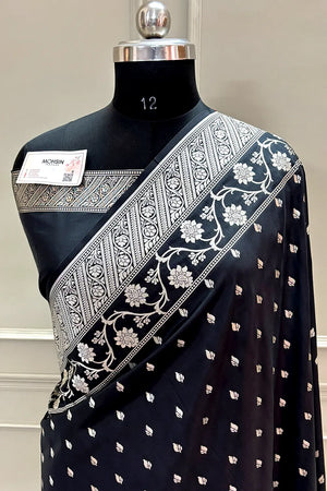 Black Mahinki Buti Katan Silk Banarasi Saree