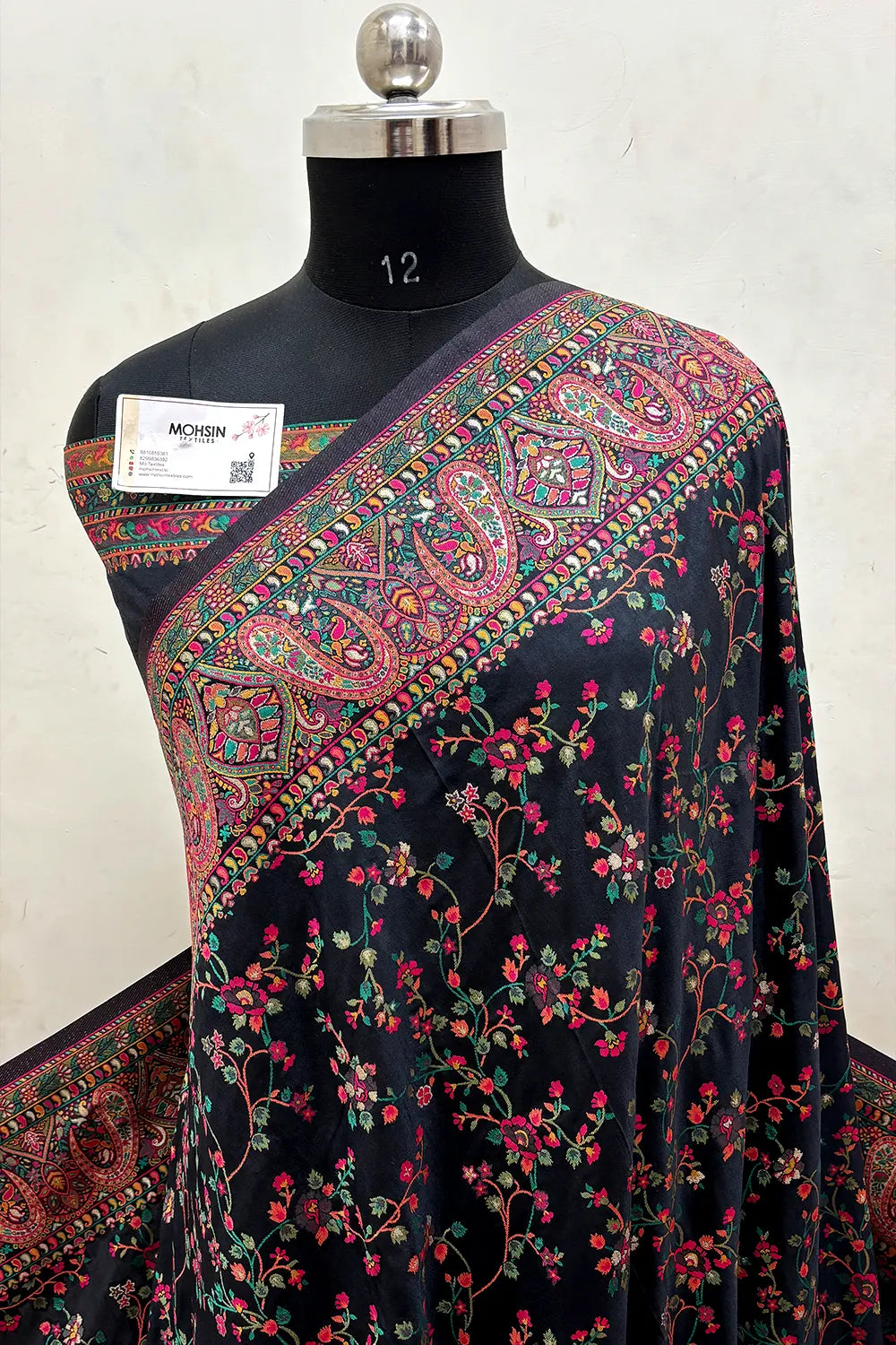 Black Pashmina Silk Banarasi Saree