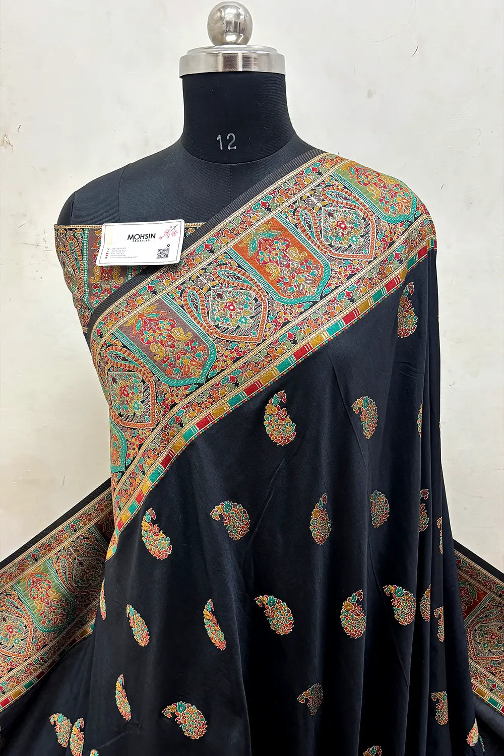 Black Pashmina Silk Banarasi Saree