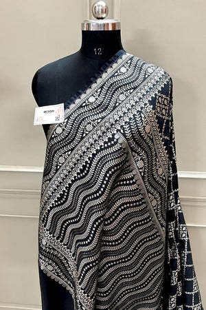 Black Pi Jaal Katan Silk Banarasi Saree
