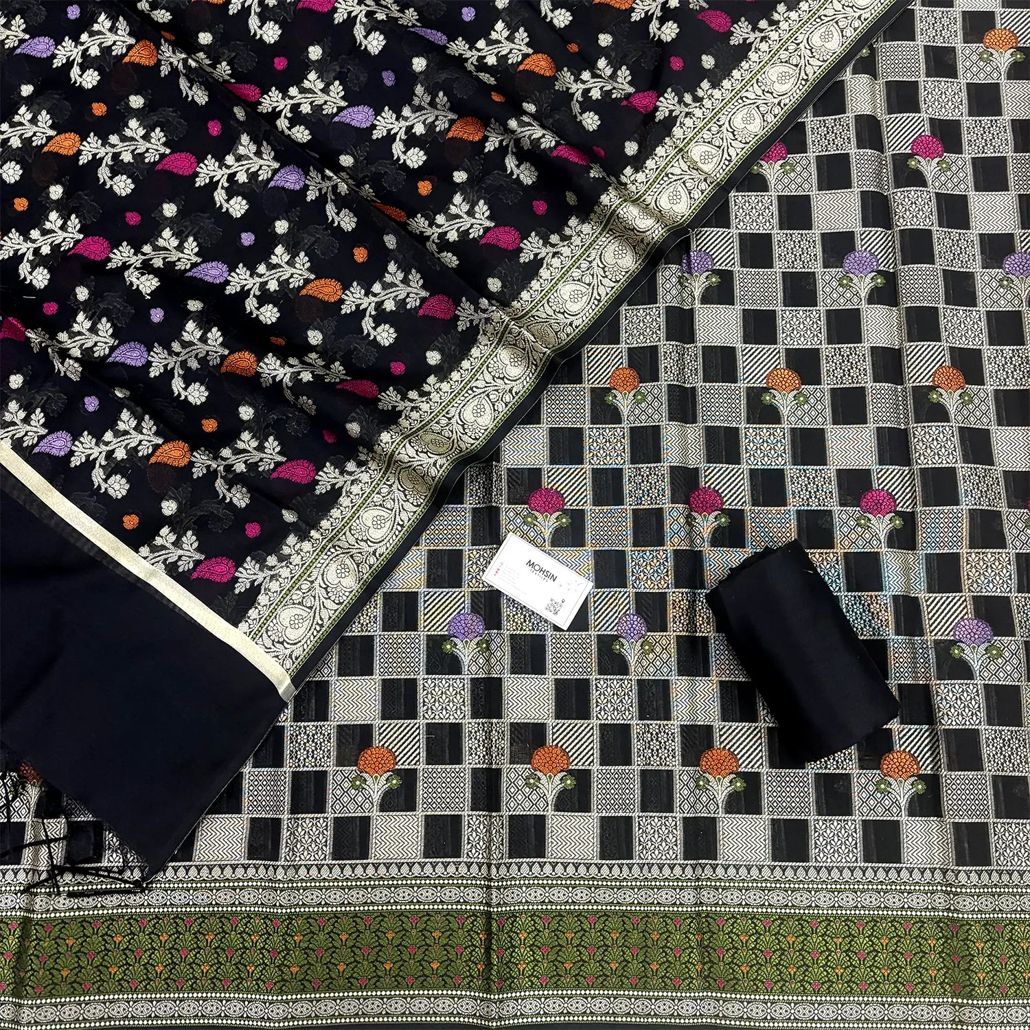 Black Resham Banarasi Silk Suit