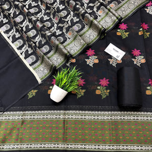 Black Resham Banarasi Silk Suit