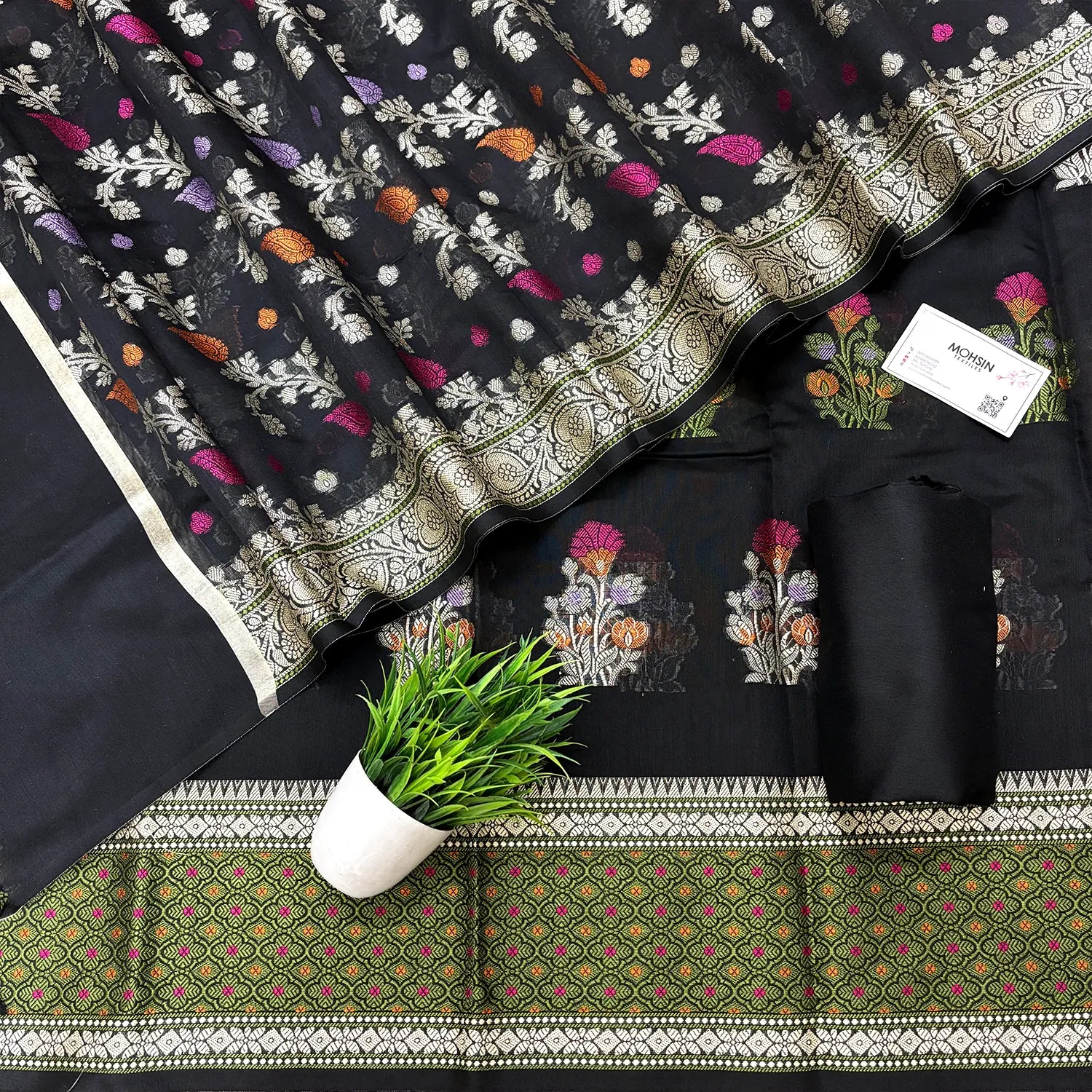 Black Resham Banarasi Silk Suit
