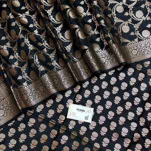 Black Sunflower Semi Katan Silk Banarasi Suit