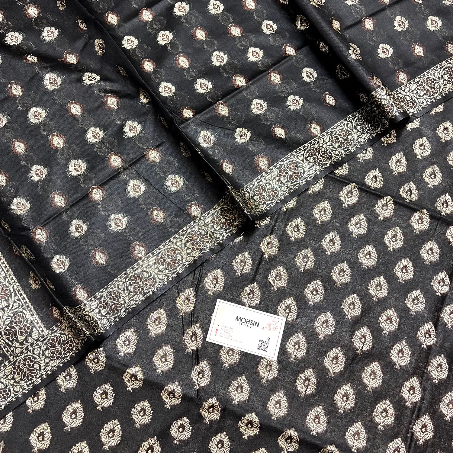 Black Surahi Paan Cotton Silk Banarasi Suit