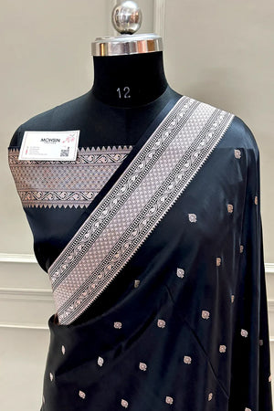 Black Wazir Buti Katan Silk Banarasi Saree