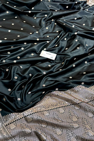 Black Wazir Buti Katan Silk Banarasi Saree