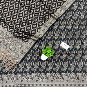 Black Yoga Jaal Cotton Silk Banarasi Suit