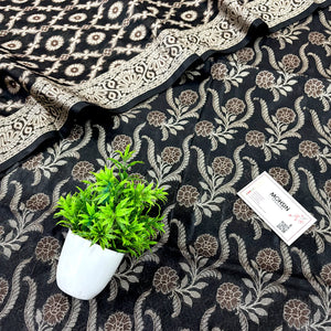 Black Yoga Jaal Cotton Silk Banarasi Suit
