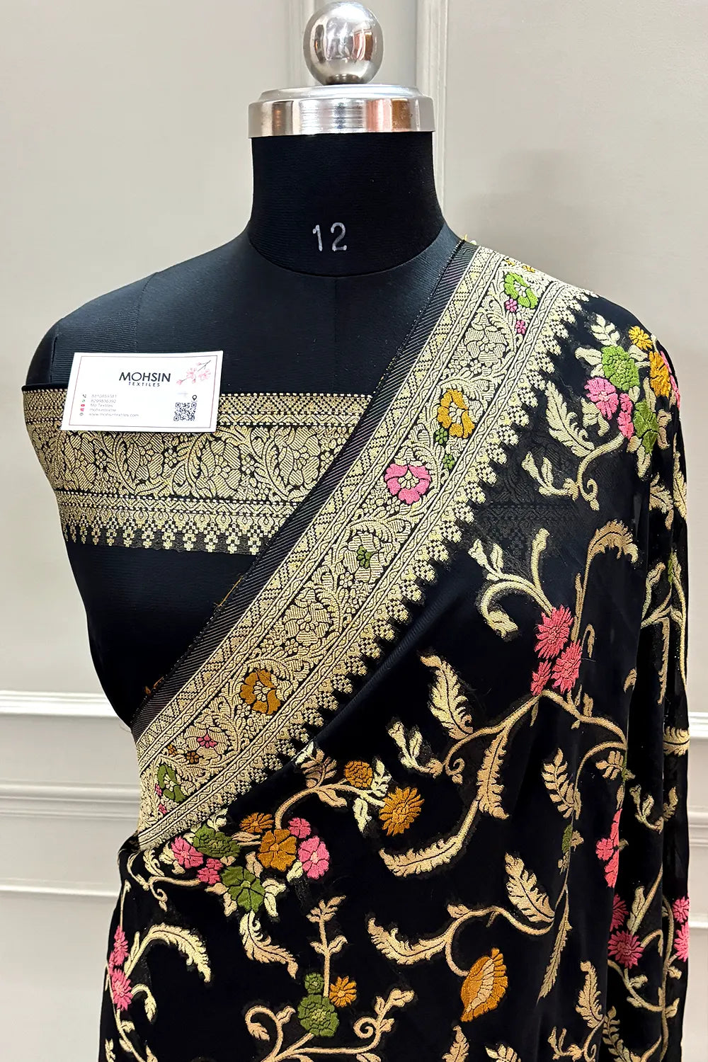 Black Zari Georgette Silk Banarasi Saree