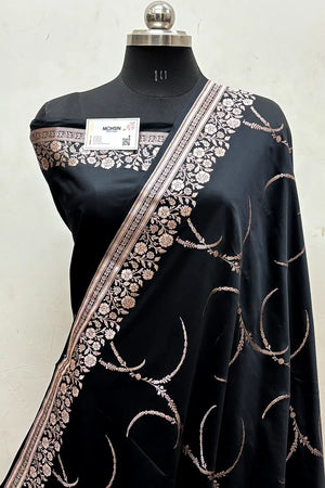 Black Zari Katan Mashru Silk Banarasi Saree