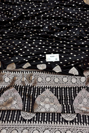 Black Zari Katan Mashru Silk Banarasi Saree