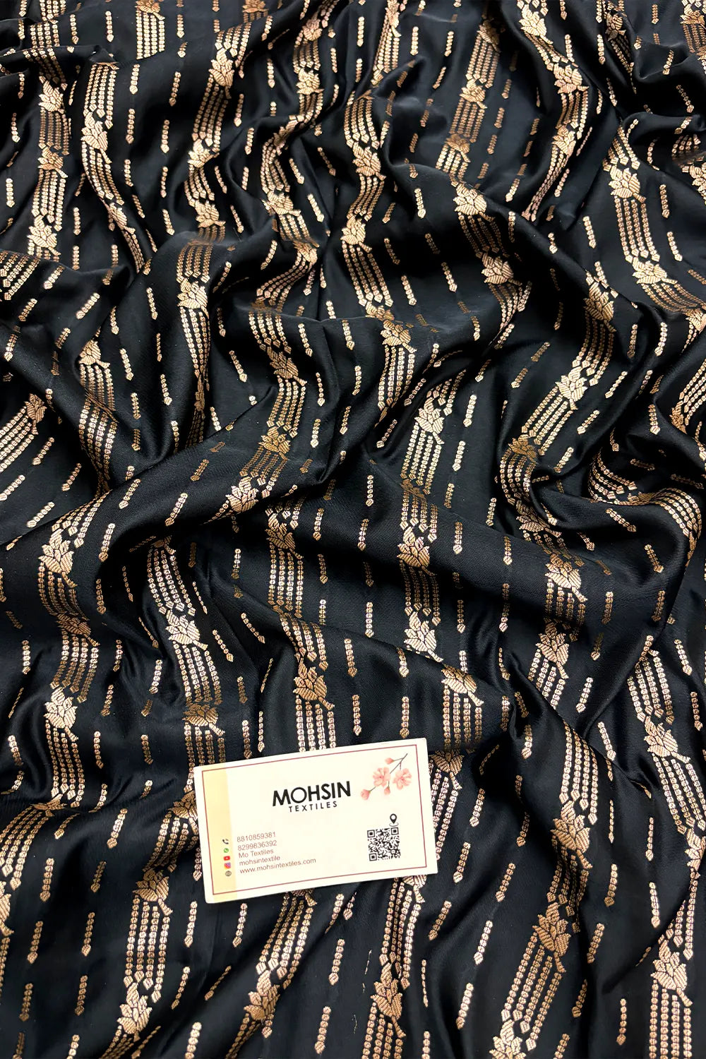 Black Zari Katan Mashru Silk Banarasi Saree