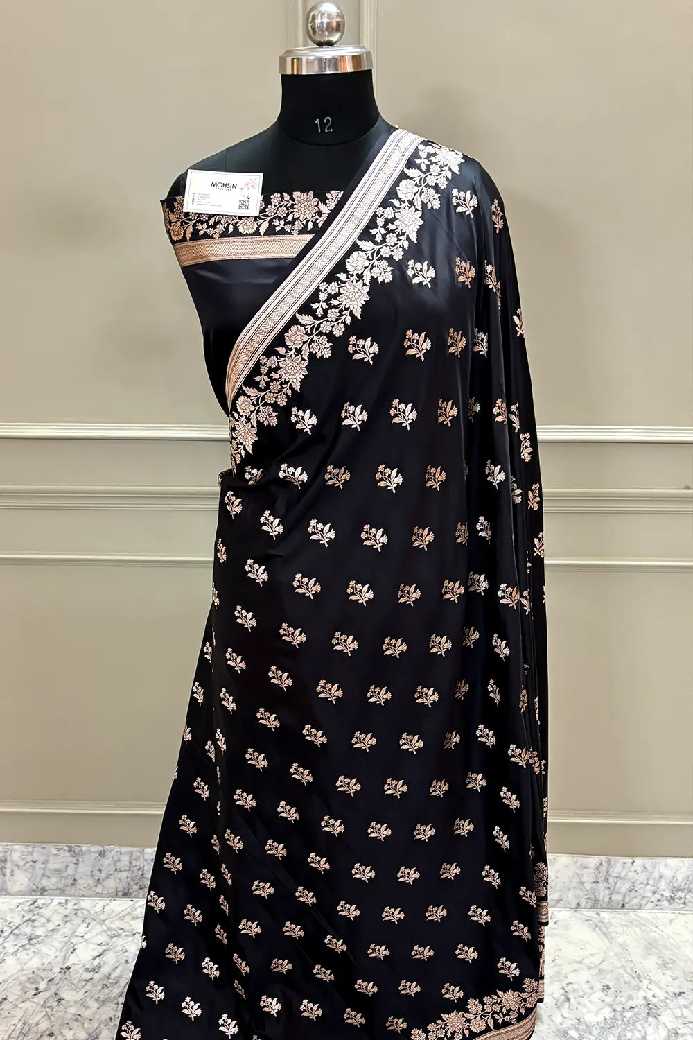 Black Zari Katan Silk Banarasi Saree