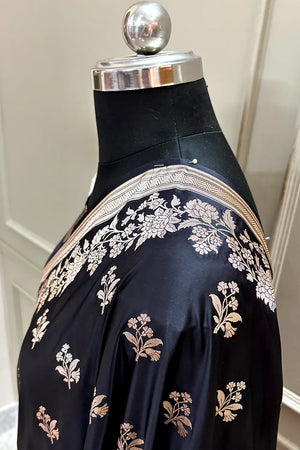 Black Zari Katan Silk Banarasi Saree