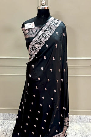 Black Zari Katan Silk Banarasi Saree
