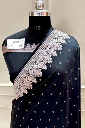 Black Zari Katan Silk Banarasi Saree