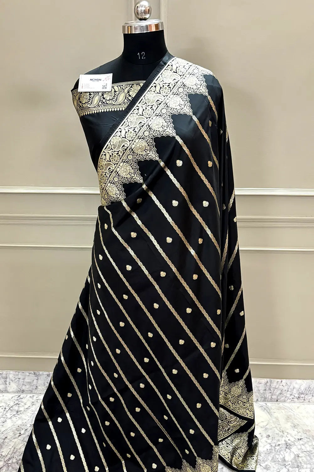 Black Zari Katan Silk Banarasi Saree