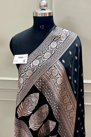 Black Zari Katan Silk Banarasi Saree