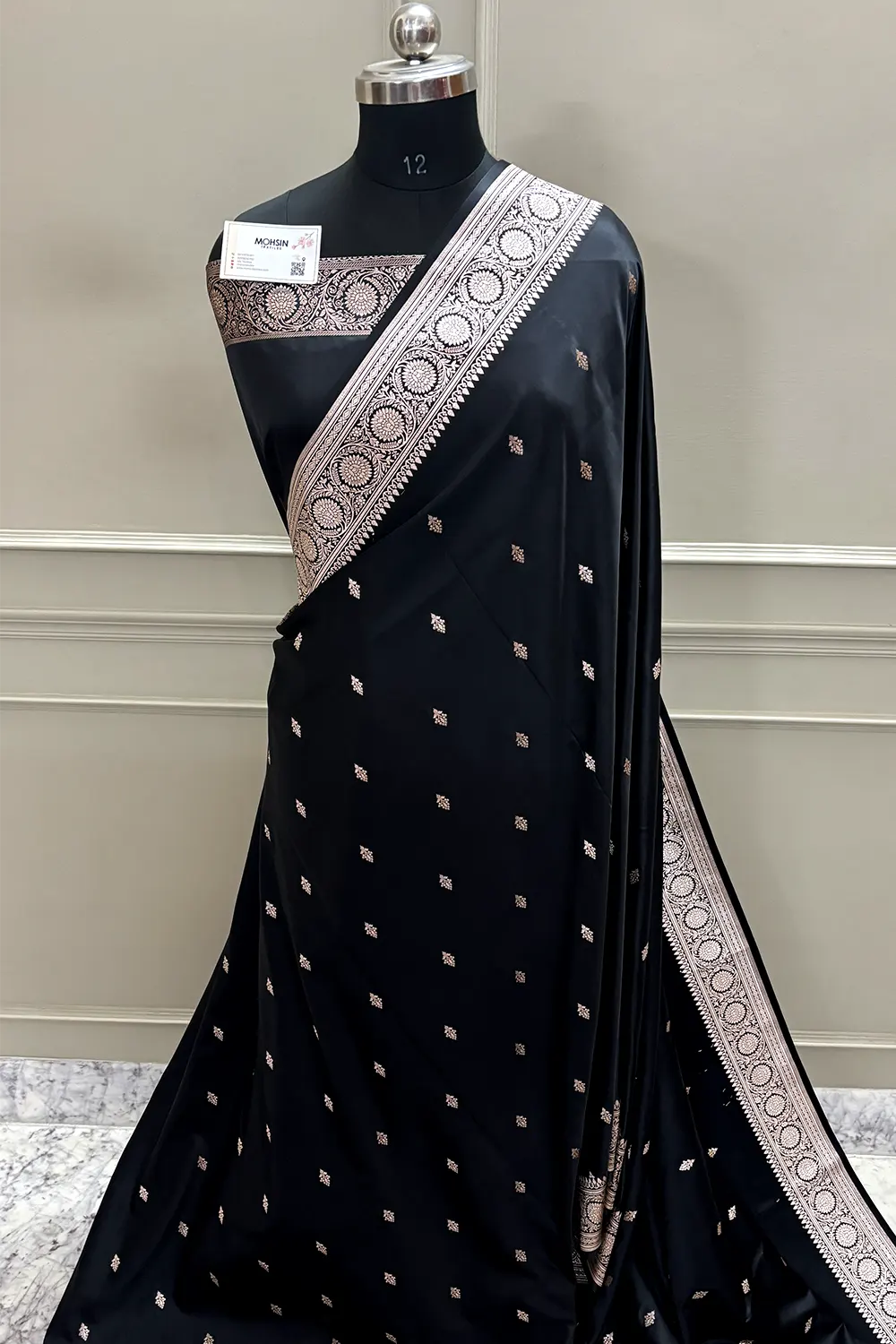 Black Zari Katan Silk Banarasi Saree